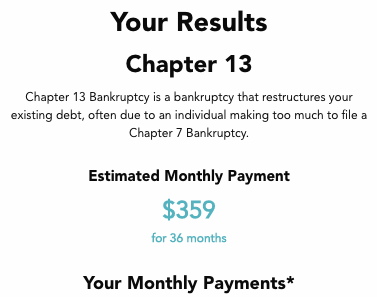 Chapter 13 Bankruptcy Calculator chapter 13 calc result snapshot